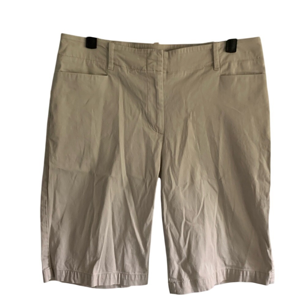 Talbots Women's Bermuda Shorts Size 6 Khaki Stretch Flat Front Pockets Casual